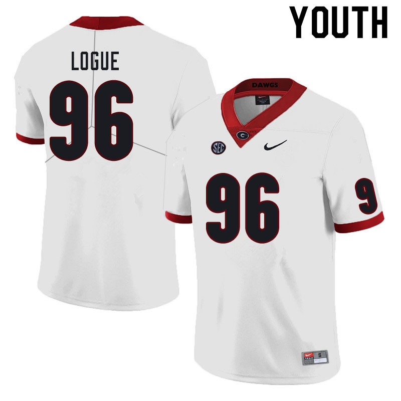 Georgia Bulldogs Youth Zion Logue #96 White Stitched College UGA Football Jersey 23GD012YU